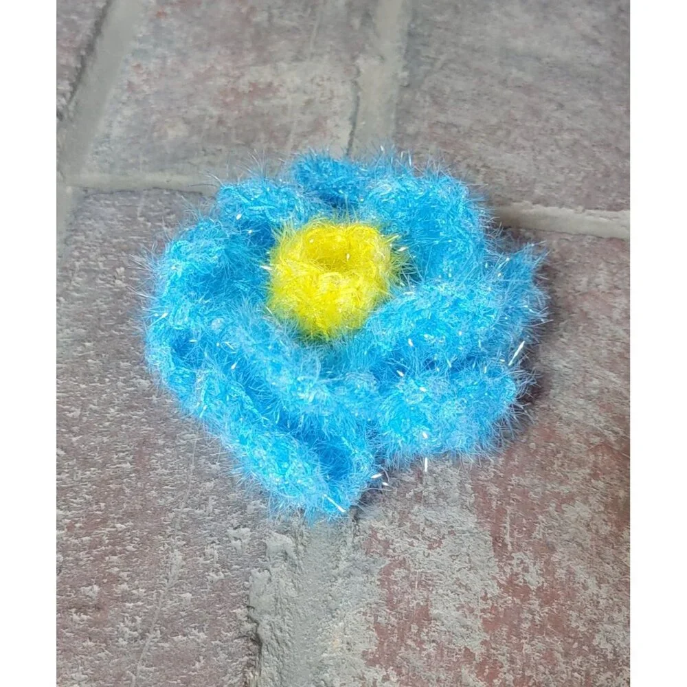 Blue and Yellow Flower Scrubby